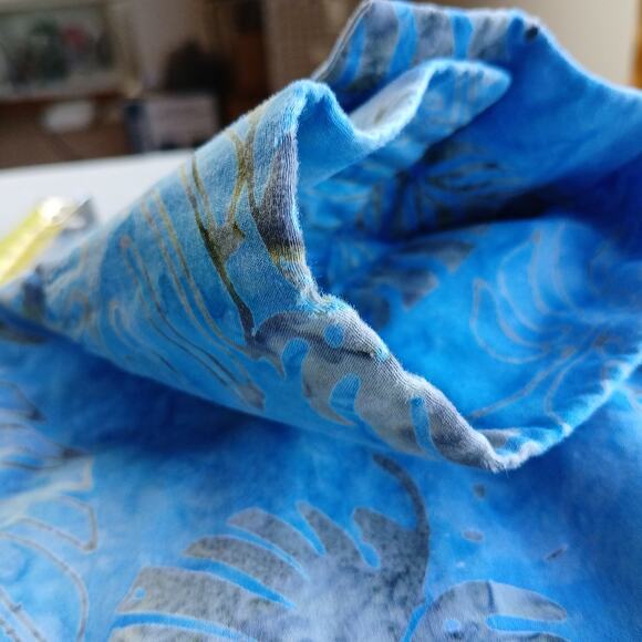 Pete Huntington Handcrafted Bali Batik Shirt L long sleeve blue ferns button-up - Picture 7 of 14